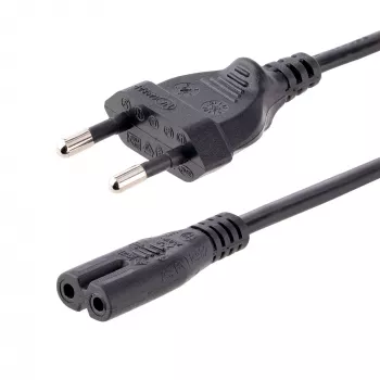 StarTech.com 3 m (10 pėdų) nešiojamojo kompiuterio maitinimo laidas, EU kištukas į C7, 2,5 A 250 V, 18 AWG, juodas