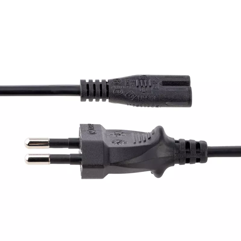 StarTech.com 3 m (10 pėdų) nešiojamojo kompiuterio maitinimo laidas, EU kištukas į C7, 2,5 A 250 V, 18 AWG, juodas