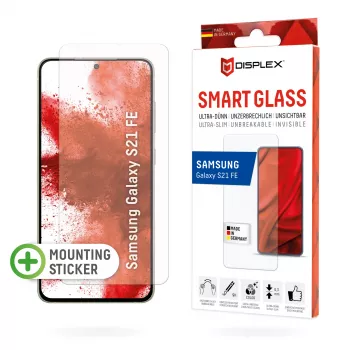 Displex Smart Glass (9H) apsauginis stiklas Samsung Galaxy S21 FE, su montavimo lipdukais, nedūžtantis, itin plonas, nematomas