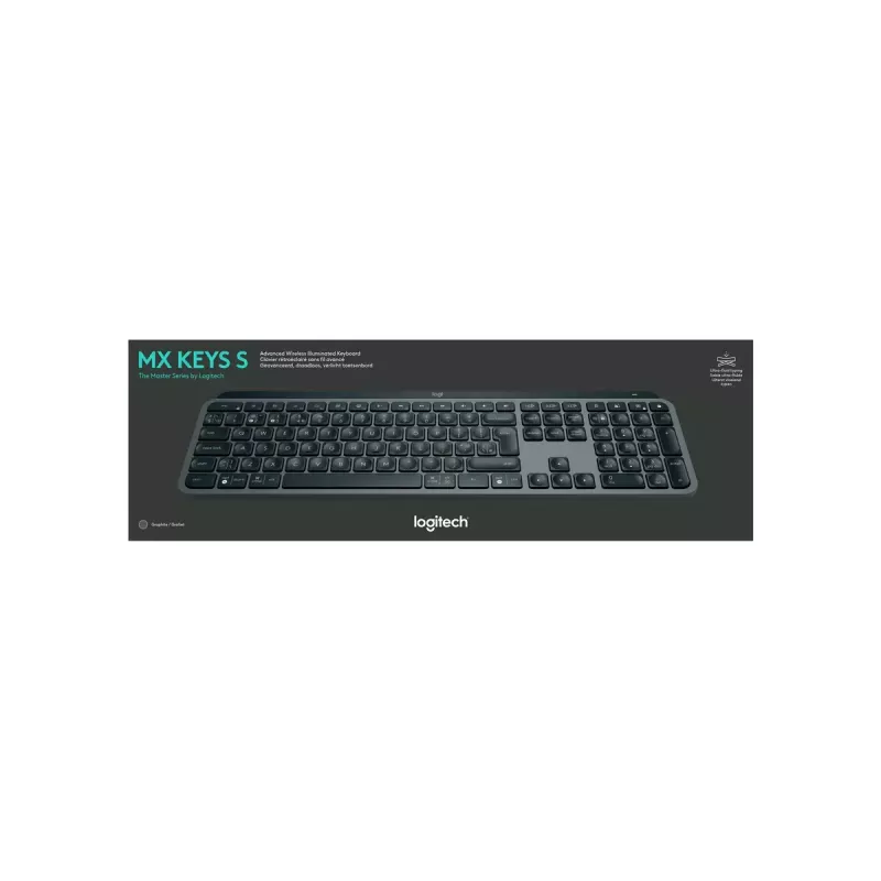 Logitech MX Keys S belgiška AZERTY klaviatura RF Wireless + Bluetooth grafitas