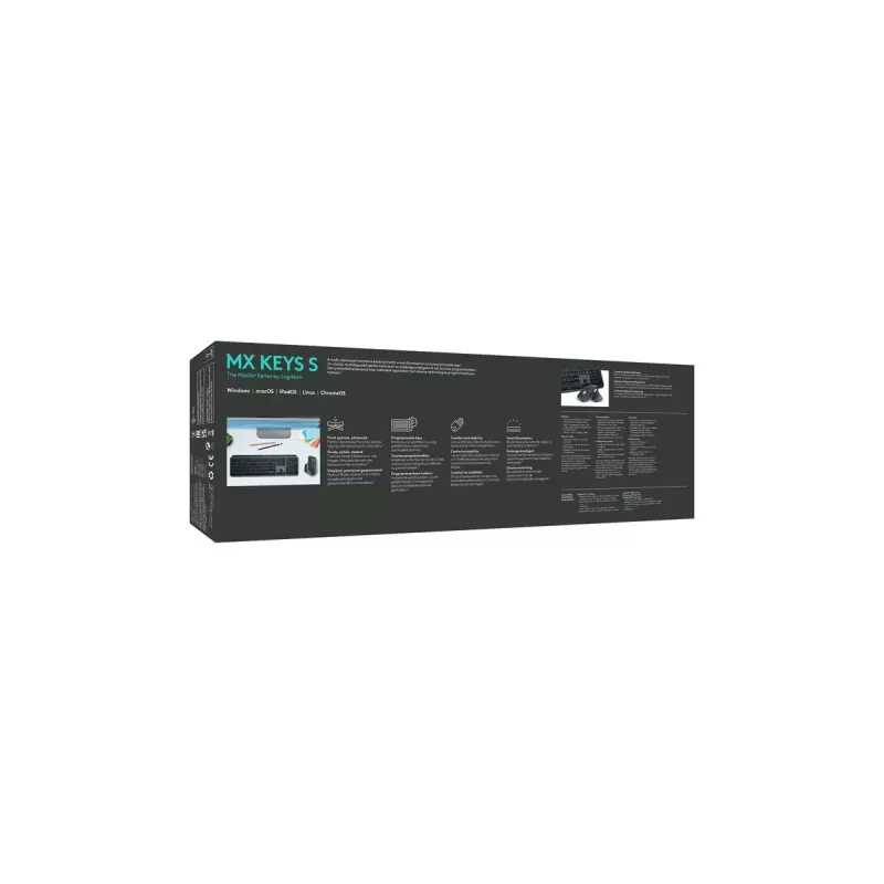 Logitech MX Keys S belgiška AZERTY klaviatura RF Wireless + Bluetooth grafitas