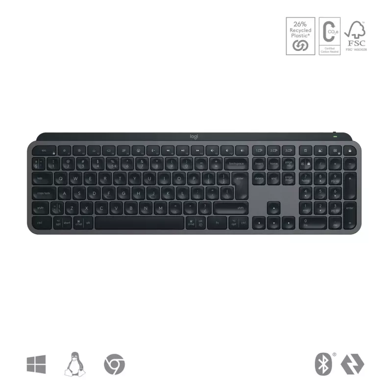 Logitech MX Keys S belgiška AZERTY klaviatura RF Wireless + Bluetooth grafitas