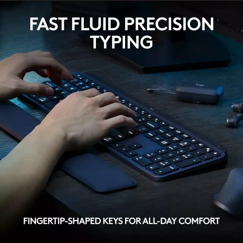 Logitech MX Keys S belgiška AZERTY klaviatura RF Wireless + Bluetooth grafitas