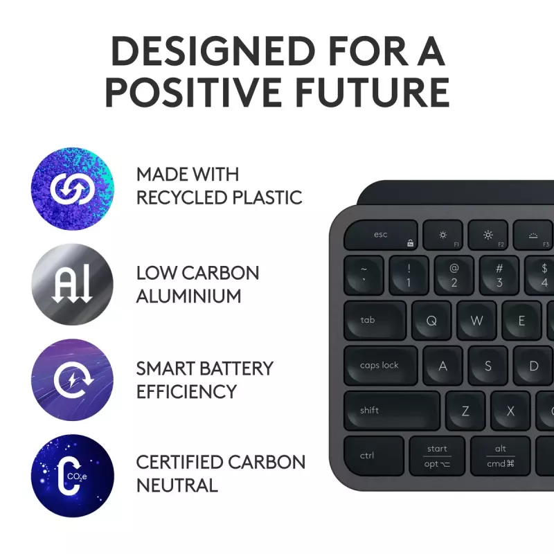 Logitech MX Keys S belgiška AZERTY klaviatura RF Wireless + Bluetooth grafitas