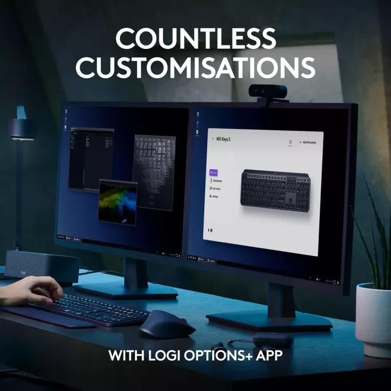 Logitech MX Keys S belgiška AZERTY klaviatura RF Wireless + Bluetooth grafitas