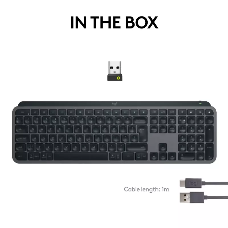 Logitech MX Keys S belgiška AZERTY klaviatura RF Wireless + Bluetooth grafitas
