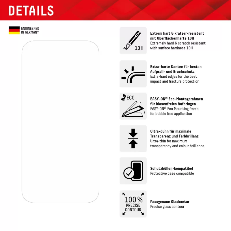 Displex Screen Protector + Dėklas Apple iPhone 15 Plus, Eco Montavimo Rėmelis, Atsparus Įbrėžimams