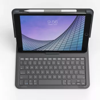 ZAGG Messenger Folio 2 QWERTZ vokiška belaidė klaviatūra su dėklu, anglies pilka