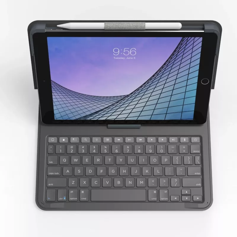 ZAGG Messenger Folio 2 QWERTZ vokiška belaidė klaviatūra su dėklu, anglies pilka