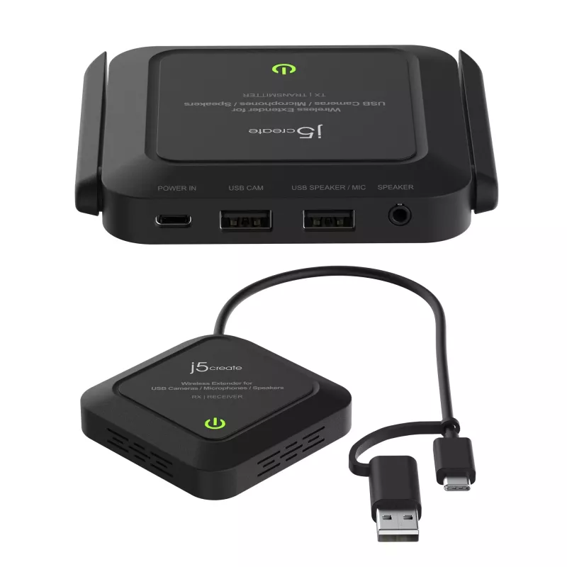 j5create JVW120 belaidis praplėtimo įrenginys USB™ kameroms / mikrofonams / garsiakalbiams, juodas