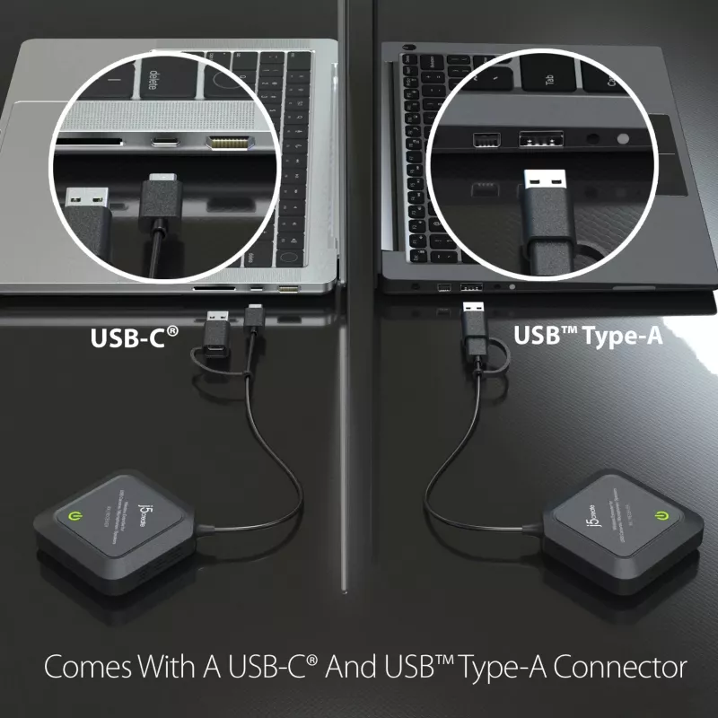j5create JVW120 belaidis praplėtimo įrenginys USB™ kameroms / mikrofonams / garsiakalbiams, juodas