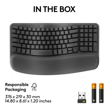 Logitech Wave Keys for Business ergonominė klaviatūra belaidė pilno dydžio