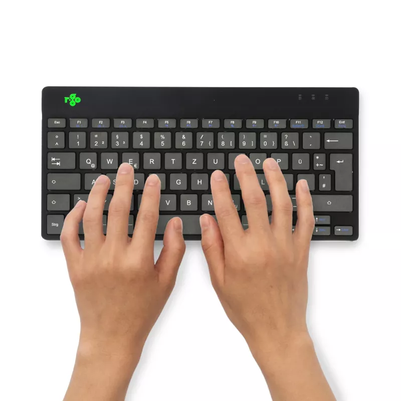 R-Go Tools ergonominė klaviatūra R-Go Compact Break, kompaktiška klaviatūra su pertraukų programine įranga, QWERTZ (DE), Bluetooth, juoda