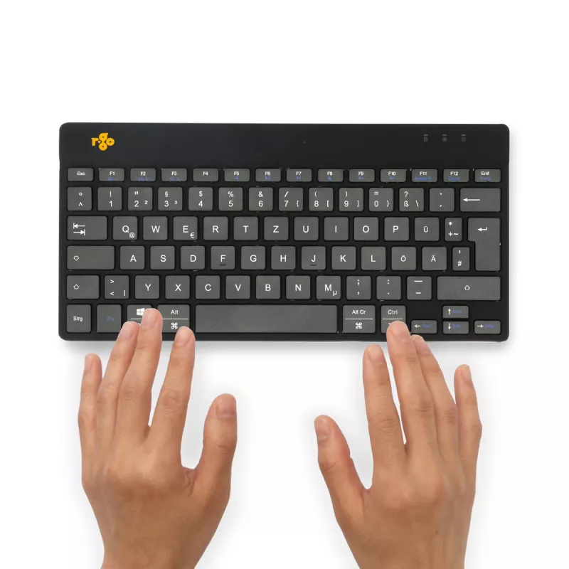 R-Go Tools ergonominė klaviatūra R-Go Compact Break, kompaktiška klaviatūra su pertraukų programine įranga, QWERTZ (DE), Bluetooth, juoda