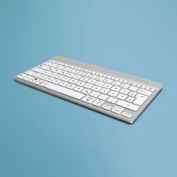 Ergonominė klaviatūra R-Go Tools Compact Break, kompaktiška su pertraukų programine įranga, QWERTZ (DE), Bluetooth, balta