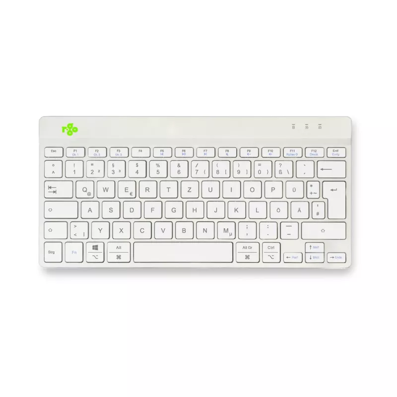 Ergonominė klaviatūra R-Go Tools Compact Break, kompaktiška su pertraukų programine įranga, QWERTZ (DE), Bluetooth, balta