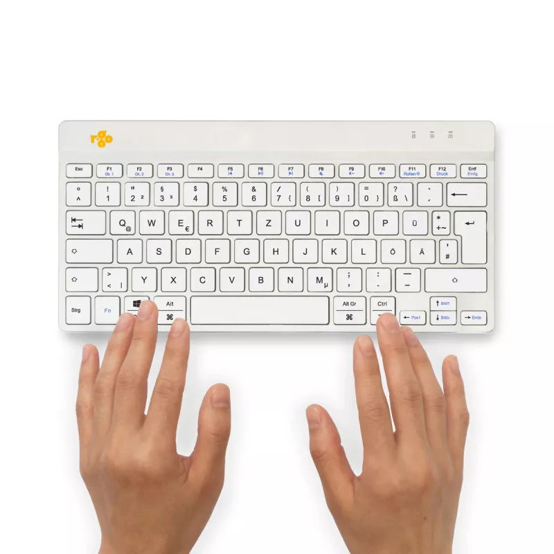 Ergonominė klaviatūra R-Go Tools Compact Break, kompaktiška su pertraukų programine įranga, QWERTZ (DE), Bluetooth, balta