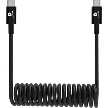 DEQSTER spiralinis įkrovimo laidas USB-C į USB-C, 0,8 m, juodas
