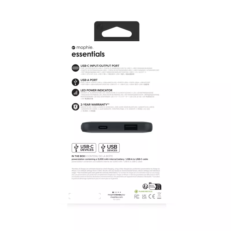 mophie essentials powerstation 5K 5000 mAh Juoda
