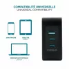 Ravanson Mobilis 100W GaN USB-C/USB-A sieninis įkroviklis nešiojamam kompiuteriui, išmaniajam telefonui, planšetei – juodas