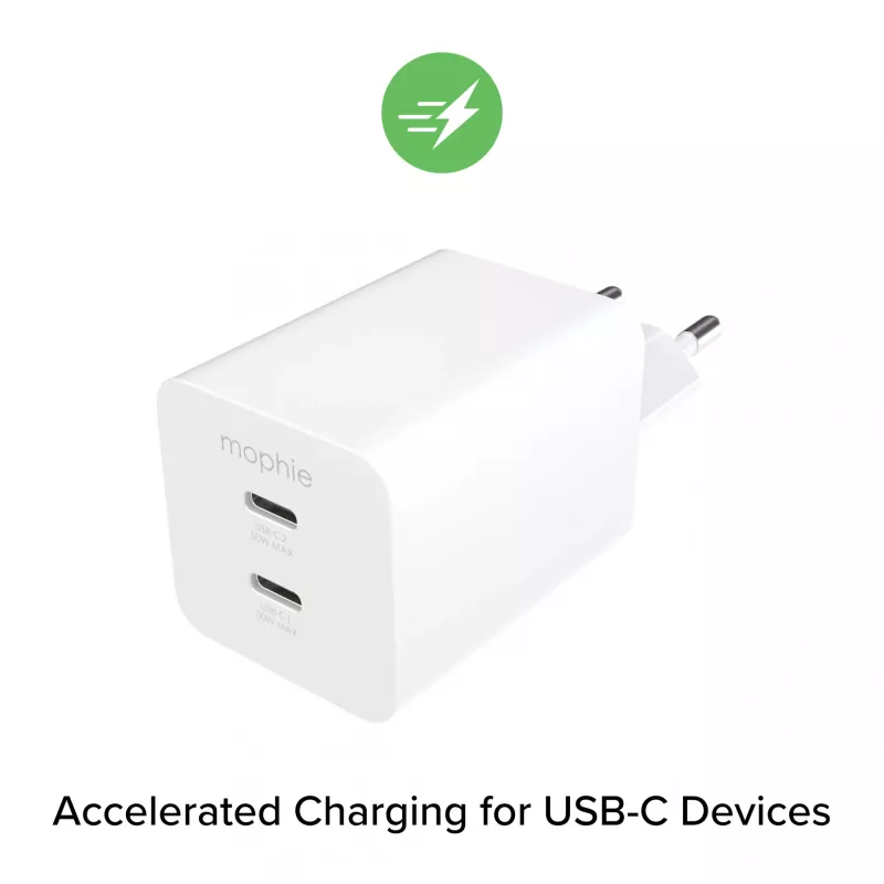 Maitinimo adapteris Zagg 50W 2x USB-C baltas — Zagg mophie essentials
