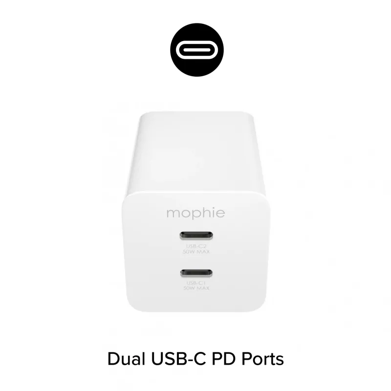Maitinimo adapteris Zagg 50W 2x USB-C baltas — Zagg mophie essentials