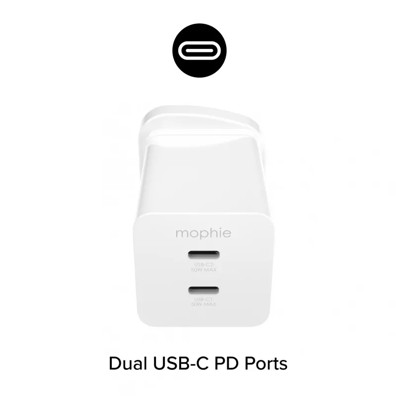 Maitinimo adapteris Zagg 50W 2x USB-C baltas — Zagg mophie essentials