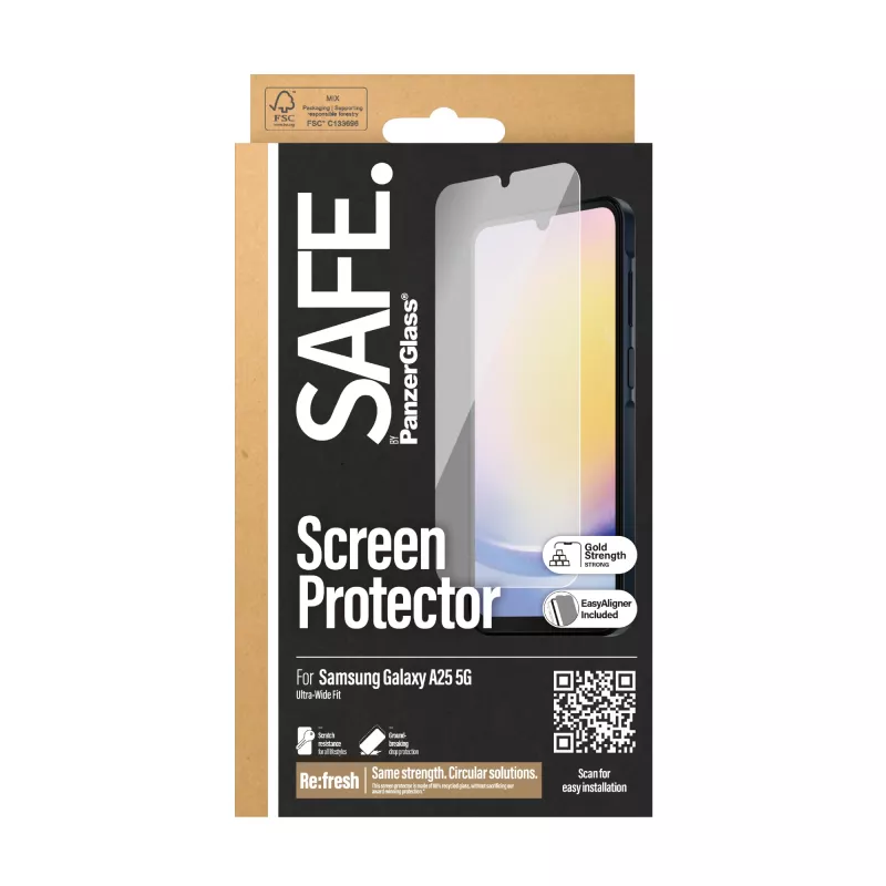 PanzerGlass SAFE. apsauginis stiklas Samsung Galaxy A25 5G | Ultra-Wide Fit su EasyAligner