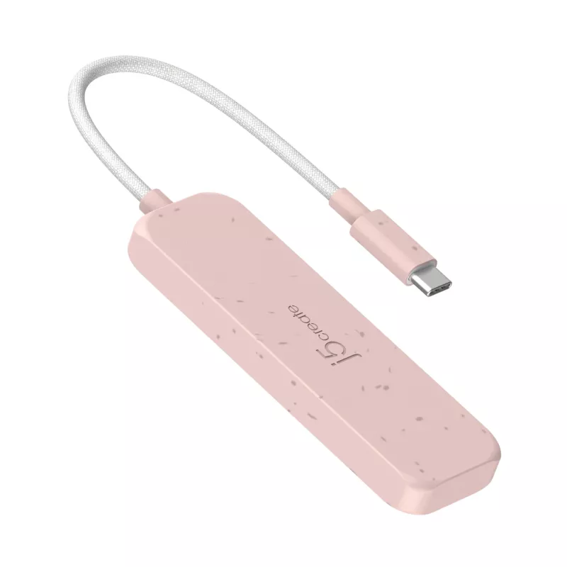 USB-C Hub j5create JCH342ER-N 4 prievadų Type-C Type-A Gen 2 10 000 Mbit/s rožinė