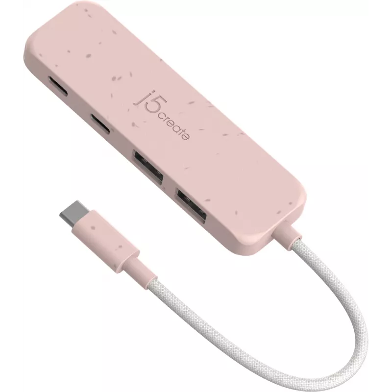 USB-C Hub j5create JCH342ER-N 4 prievadų Type-C Type-A Gen 2 10 000 Mbit/s rožinė
