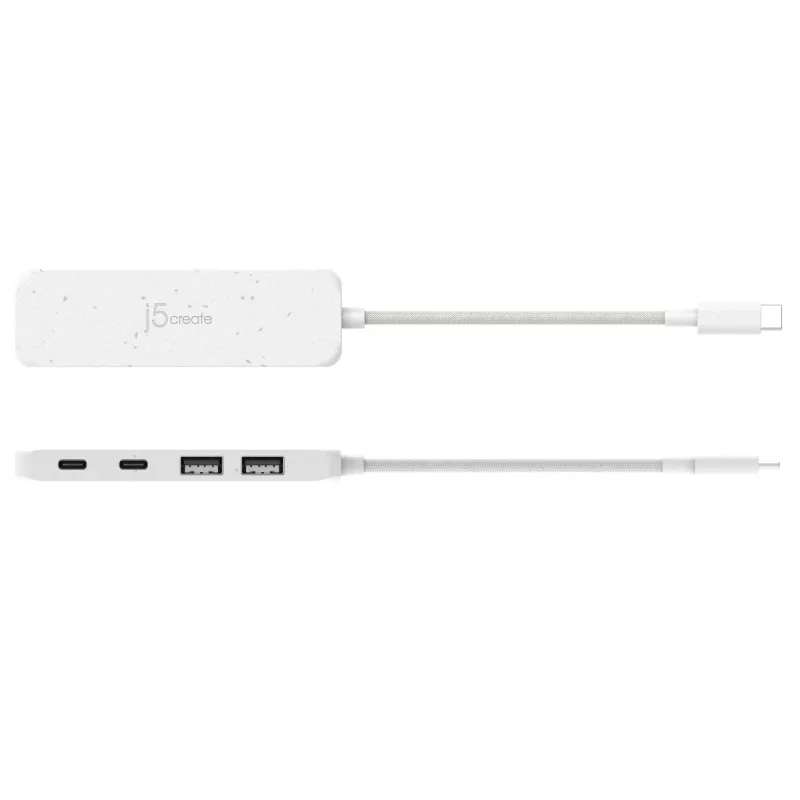 j5create JCH342EW ekologiškas USB-C į 4 prievadų Type-C ir Type-A Gen 2 šakotuvas