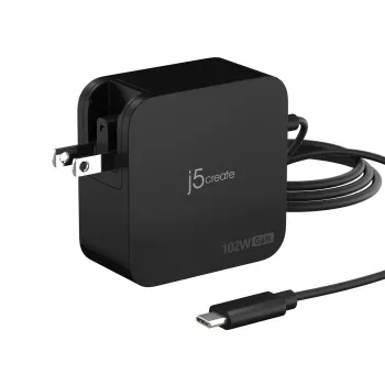 j5create JUP25102V-N 102W GaN PD USB-C 2 prievadų įkroviklis su keičiamais kištukais