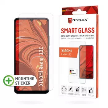 Displex Smart Glass (9H) apsauginis stiklas, skirtas Xiaomi Redmi 13C, su montavimo lipdukais, nedūžtantis