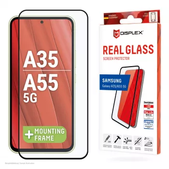 Displex Full Cover apsauginis stiklas (10H) Samsung Galaxy A35/A55 5G su Eco montavimo rėmeliu