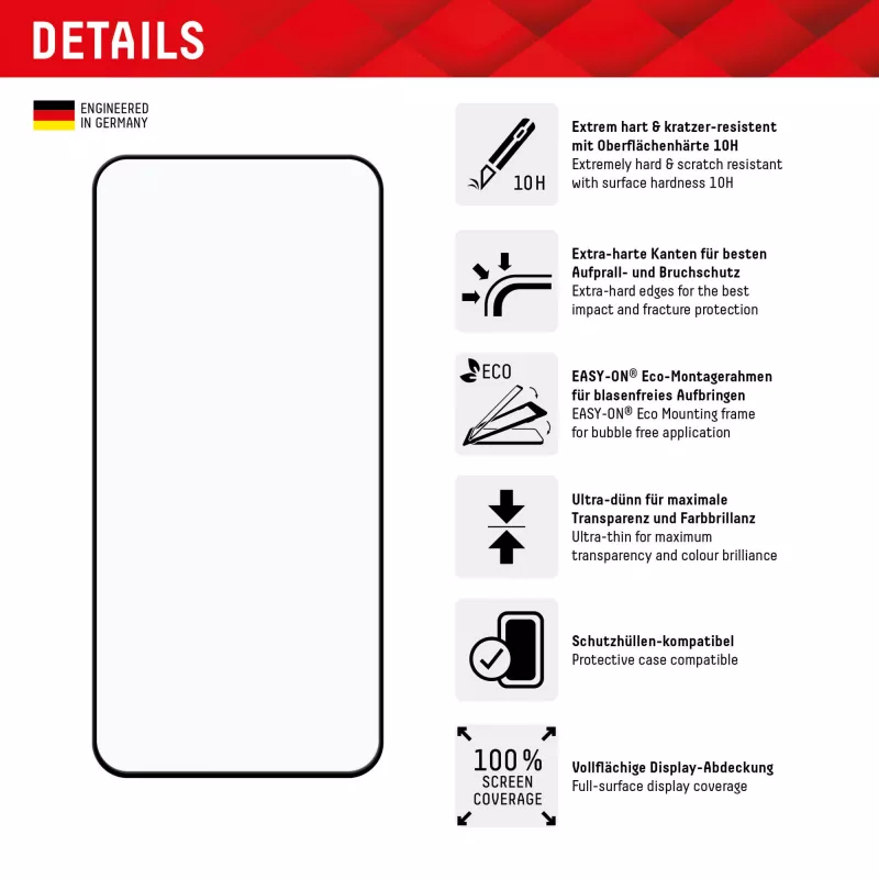 Displex Full Cover apsauginis stiklas (10H) Samsung Galaxy A35/A55 5G su Eco montavimo rėmeliu