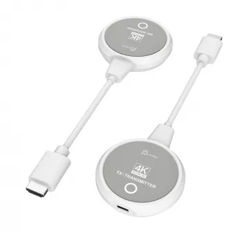 j5create JVAW75 ScreenCast 4K belaidis HDMI™ signalo plėtiklis, pilka/balta