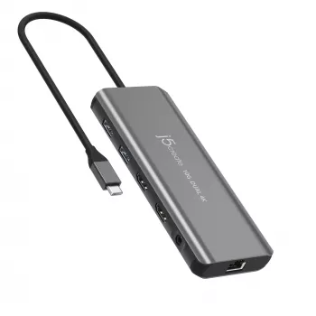 j5create JCD398 USB-C® dvigubas 4K HDMI™ 10Gbps mini dokas, juodas