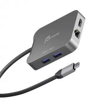 j5create JCD3191 4K60 Elite USB-C kelioninis adapteris, pilkas