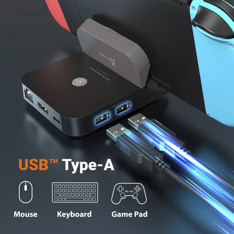 j5create JCD620 Mini Docking Station, skirta Nintendo Switch™, juoda