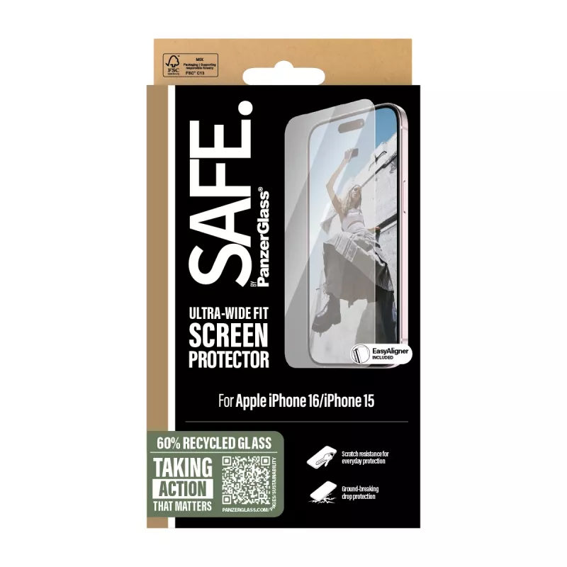 PanzerGlass SAFE. by ® Ekrano apsauga iPhone '24 6,1 colio | Ultra-Wide Fit