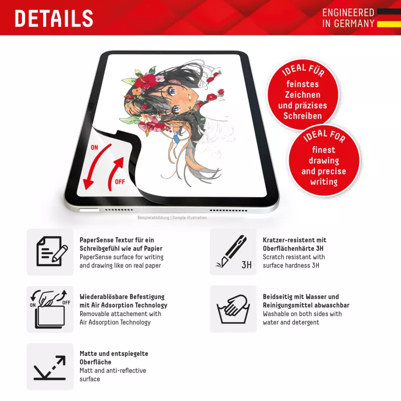 Displex TABLET PAPERSENSE apsauginė plėvelė iPad Pro 11 inch (2025/2024), nuimama rašymo ar piešimo plėvelė su popieriaus pojūčiu