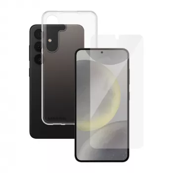 Apsauginis stiklas 2-in-1 rinkinys PanzerGlass SAFE. Samsung Galaxy S24 – grūdintas stiklas + TPU nugarėlė, skaidrus, 50 vnt.