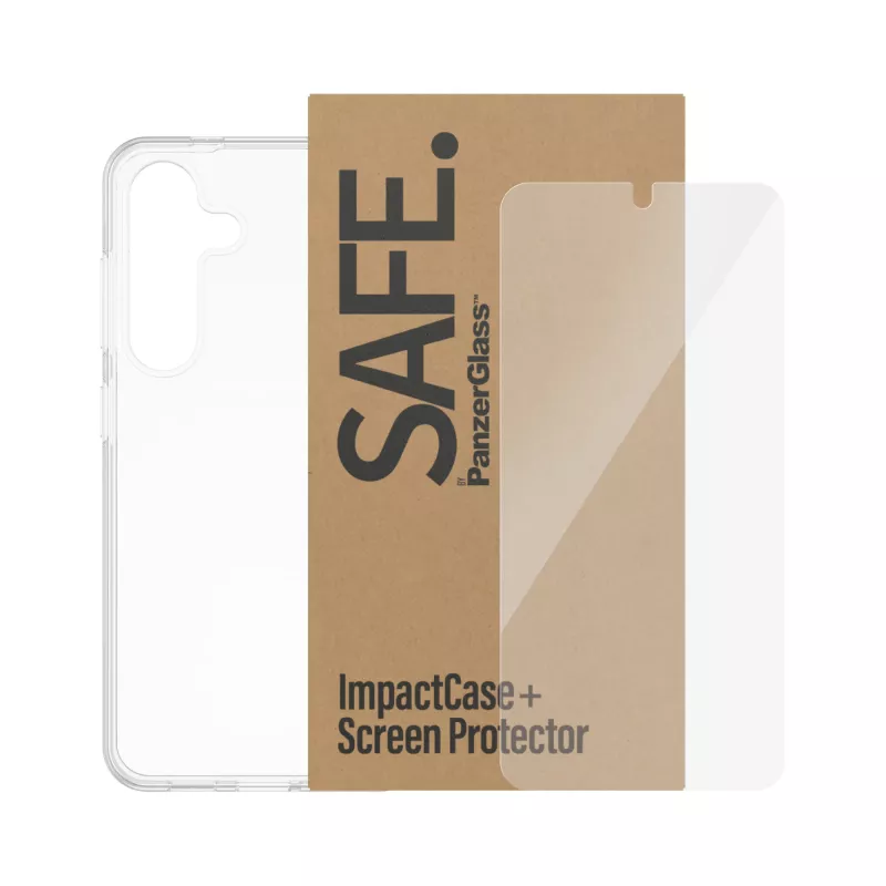 Apsauginis stiklas 2-in-1 rinkinys PanzerGlass SAFE. Samsung Galaxy S24 – grūdintas stiklas + TPU nugarėlė, skaidrus, 50 vnt.