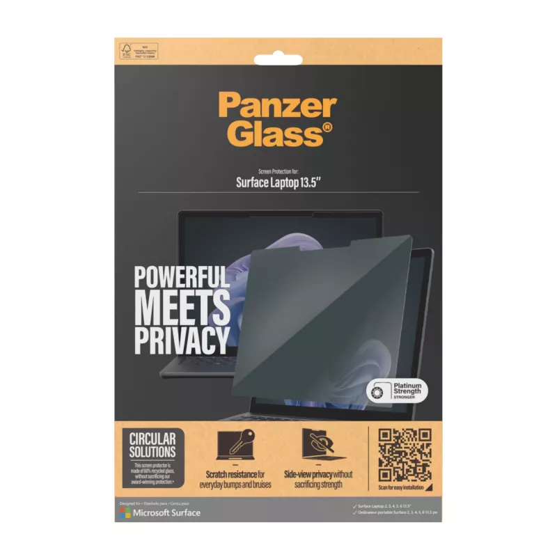 PanzerGlass® apsauginis stiklas su privatumo filtru, skirtas Microsoft Surface 13,5'' (6, 5, 4, 3, 2 kartoms)