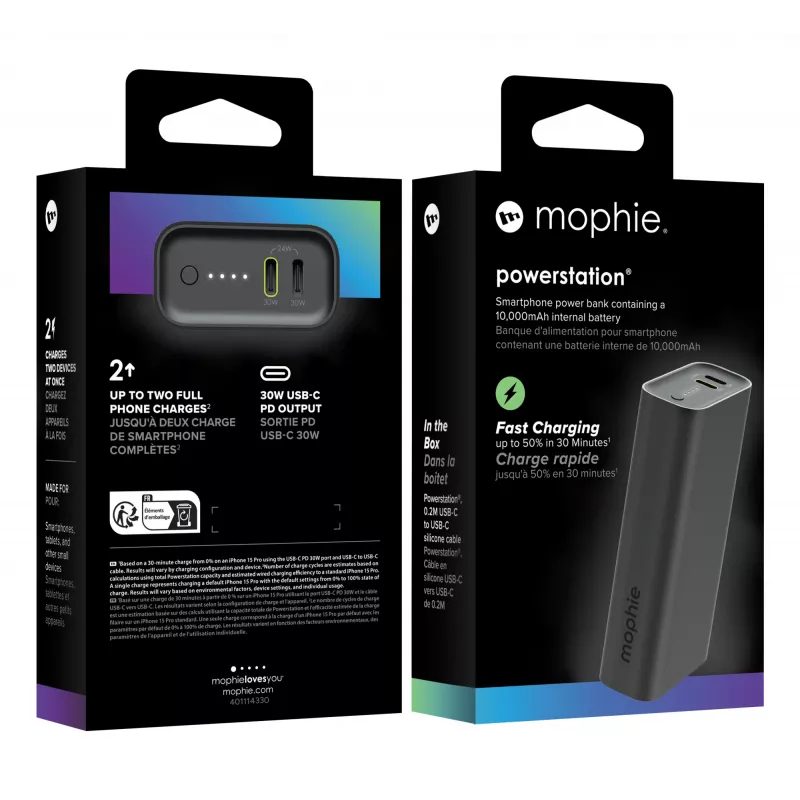 Maitinimo bankas mophie Powerstation 10000 mAh Juodas 2 USB Type-C