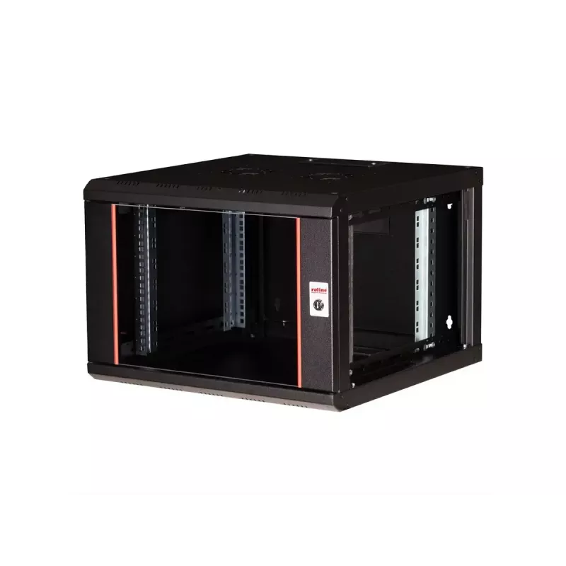 Sieninis 19 colių stovo spintos kabinetas ROLINE Pro 7U 600x600 WxD, juodas, su rakinamu užraktu, IP20