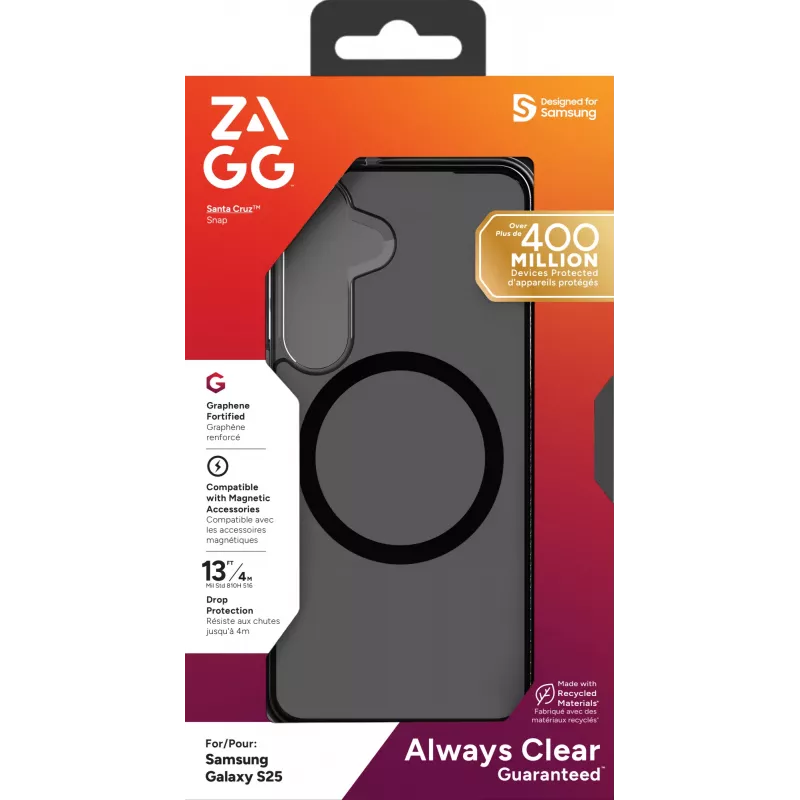 ZAGG Santa Cruz Snap Samsung Galaxy S25 Midnight, Dėklas, Samsung, Galaxy S25, 15.8 cm (6.2 colio), Pilka