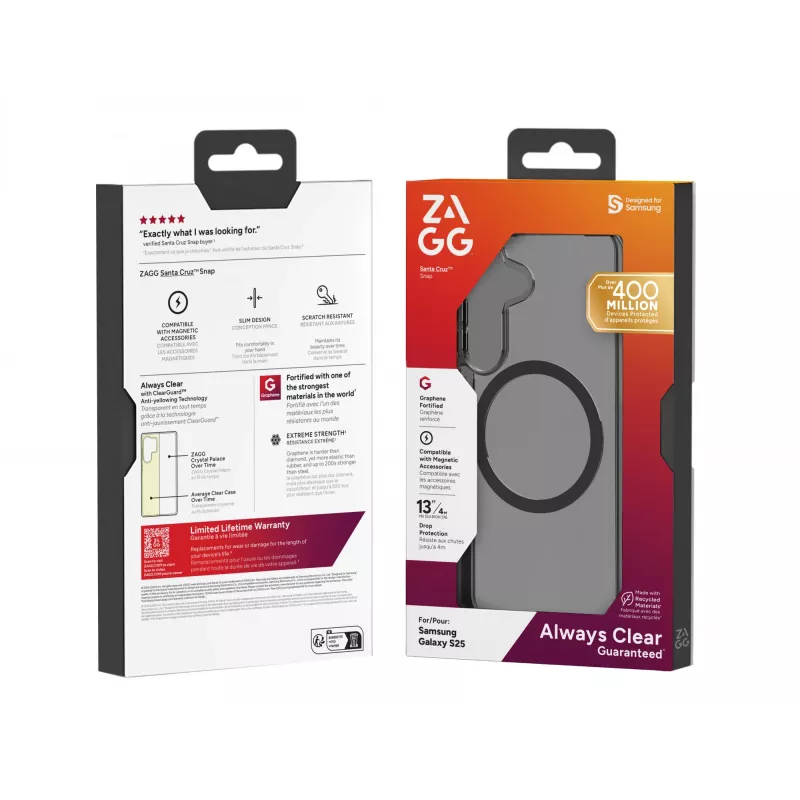 ZAGG Santa Cruz Snap Samsung Galaxy S25 Midnight, Dėklas, Samsung, Galaxy S25, 15.8 cm (6.2 colio), Pilka