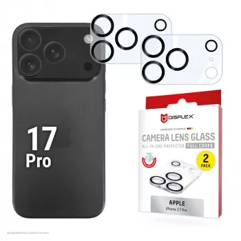 Displex Full Cover Camera Lens Glass iPhone 17 Pro, 10H, pilnas fotoaparato apsauginis stiklas, Quick Mount, 2 vnt.