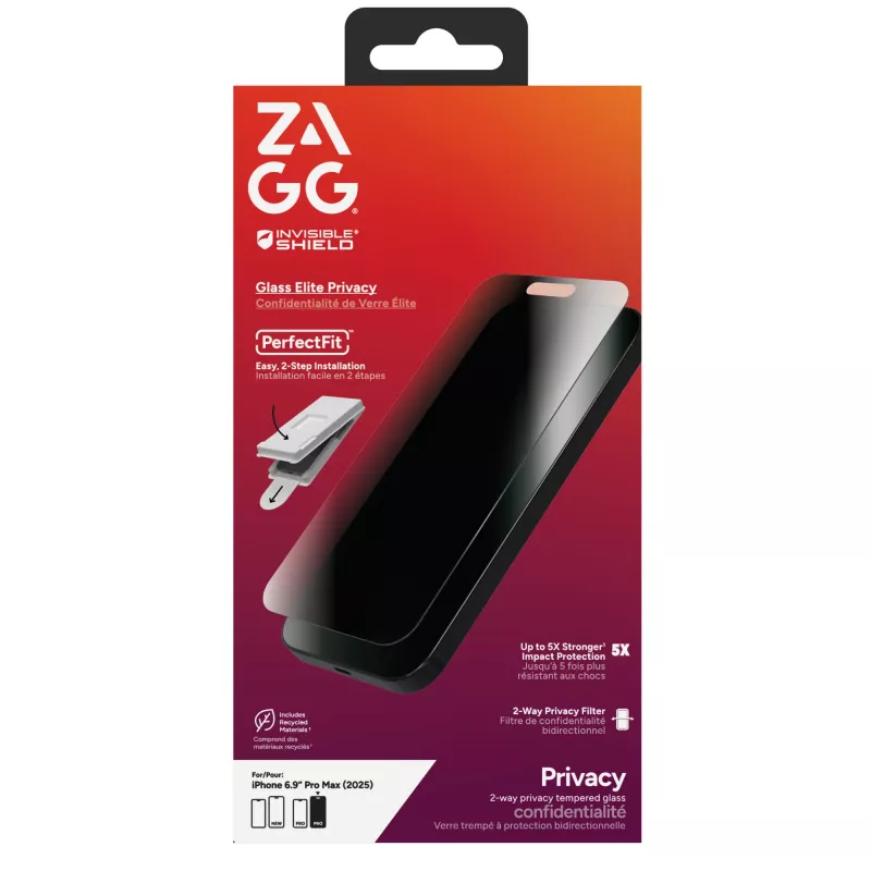 InvisibleShield Glass Elite Privacy apsauginis stiklas, skirtas Apple iPhone 17 Pro Max